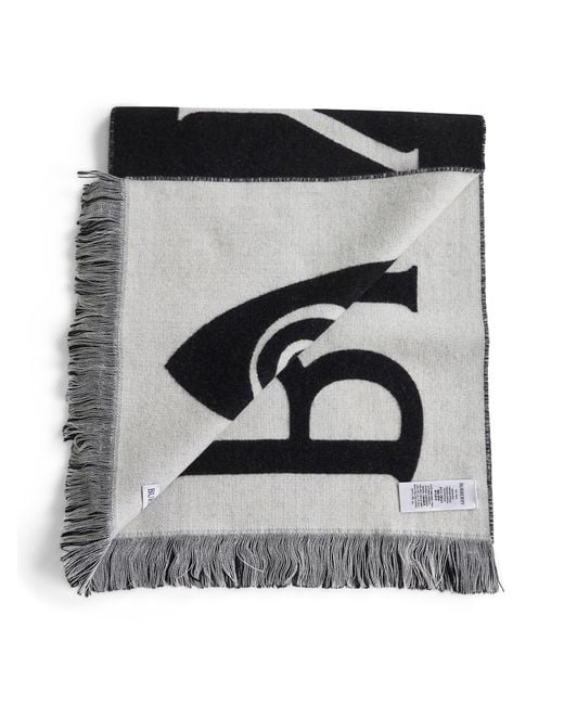Burberry Black And Wool Reversible Scarf