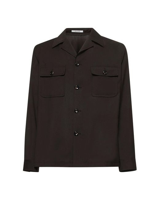 Tagliatore Black Virgin Wool Tempest Overshirt for men