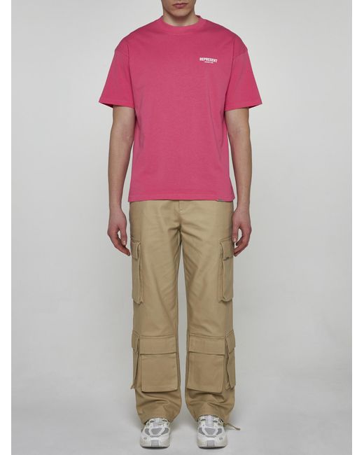 Represent Pink Logo Round Neck T-Shirt for men