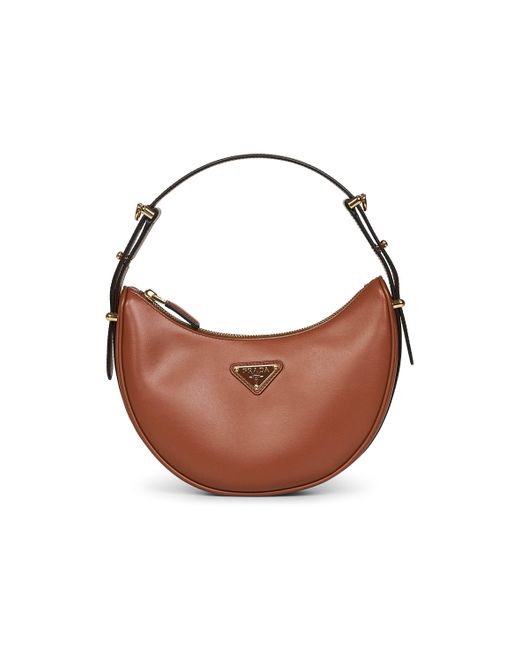 Prada Brown Cognac Prada Arqué Small Shoulder Bag