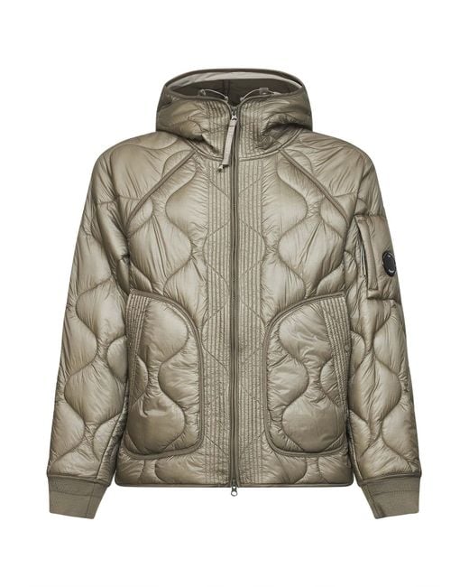 C P Company Gray Padded Hooded Liner Down Jacket for men