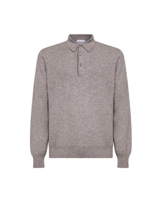 D 40 Gray Dark Wool Blend Knit Polo Shirt for men