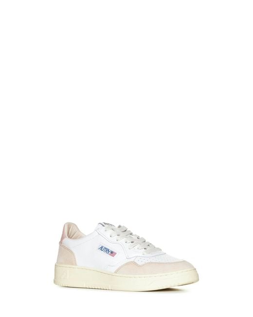 Autry White Medalist Leather And Suede Sneakers By