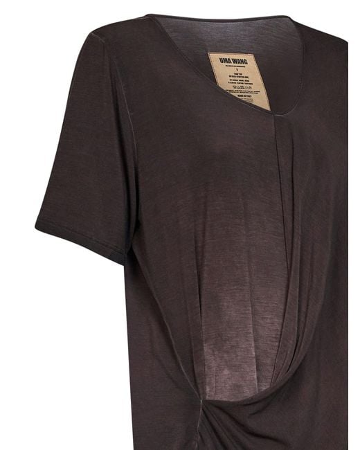 Uma Wang Black Stretch Jersey Draped Trap Top<Br