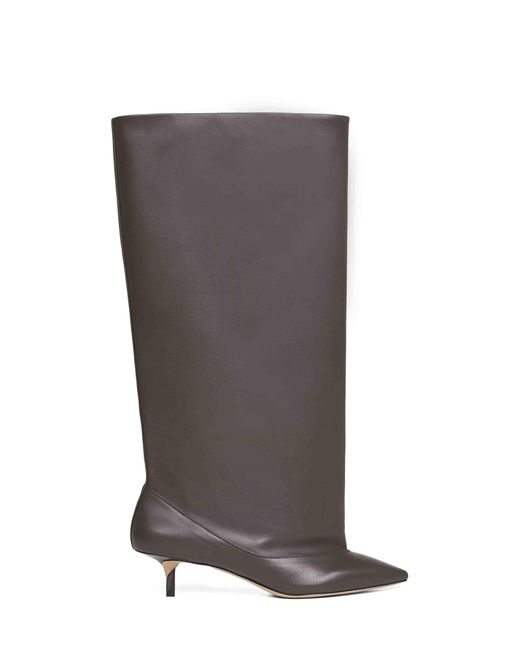 Jacquemus Gray Smooth Leather Wide The High Tourni Boots