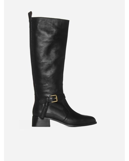 See By Chloé Lory Leather Boots in Nero (Black) - Save 26% | Lyst