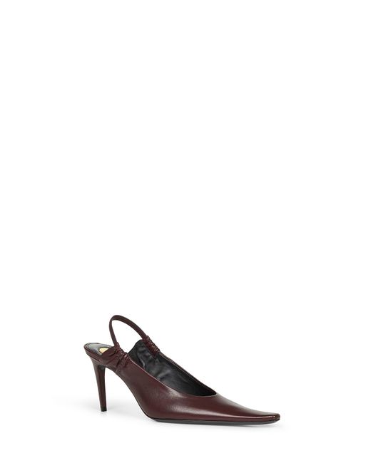 Saint Laurent White Smooth Leather Anne-Marie Slingback Pumps