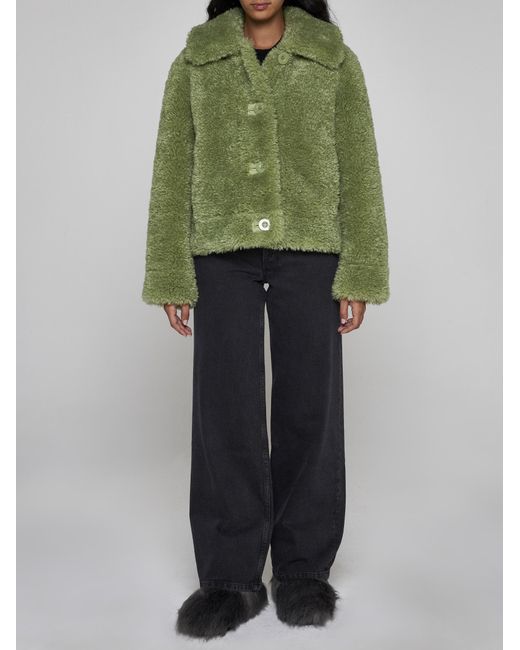 Stand Studio Green Melina Faux Fur Jacket