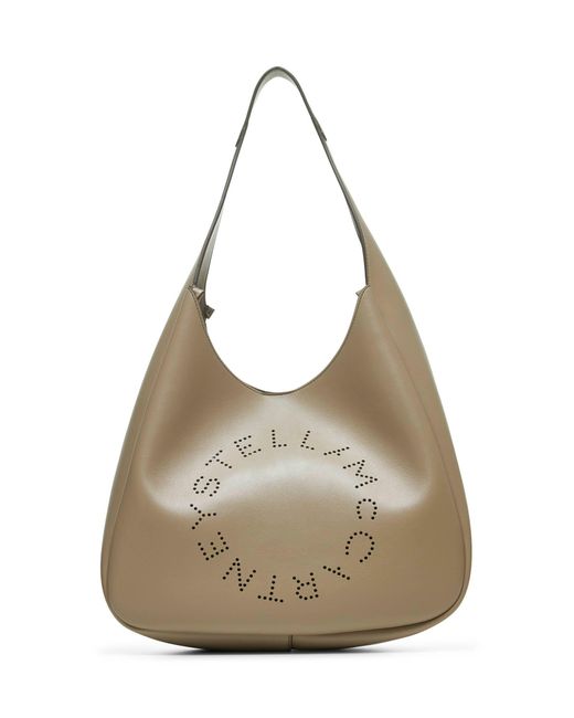 Stella McCartney Gray Bamboo Logo Slouchy Hobo Tote Bag