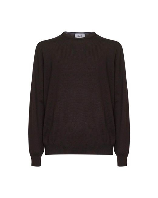 D 40 Black Virgin Wool Knit Crewneck Sweater for men