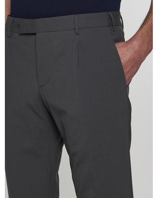 PT Torino Gray Dieci Stretch Wool-blend Trousers for men