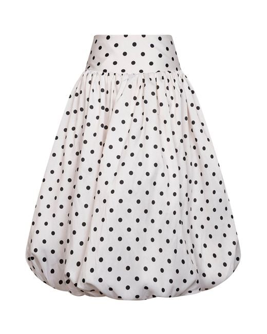 Self-Portrait White Cream Polka Dot Taffeta Midi Skirt