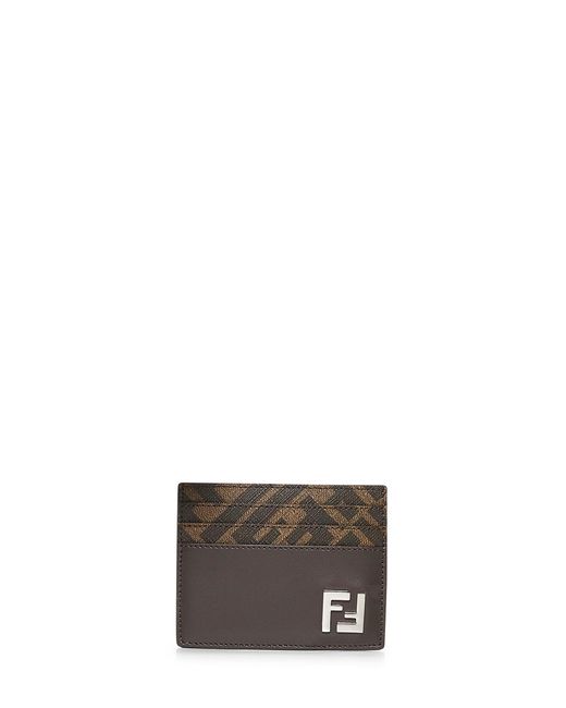 Fendi Brown Squared Ff Card Holder for men