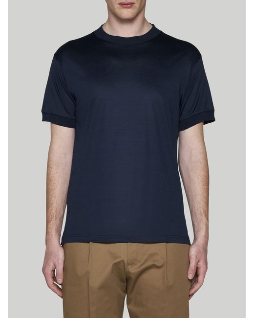 Tagliatore Blue Lisle Cotton T-shirt for men