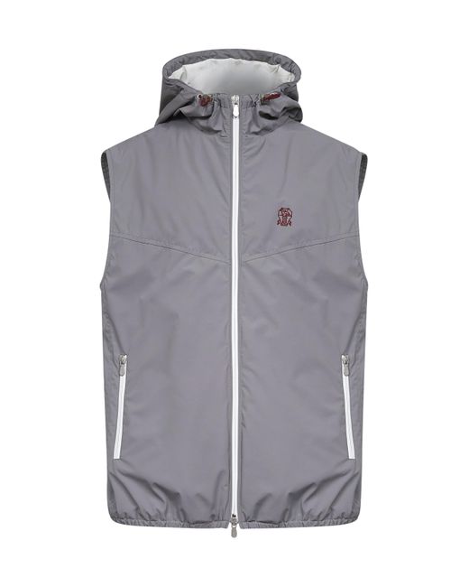 Gilet Con Cappuccio di Brunello Cucinelli in Gray da Uomo