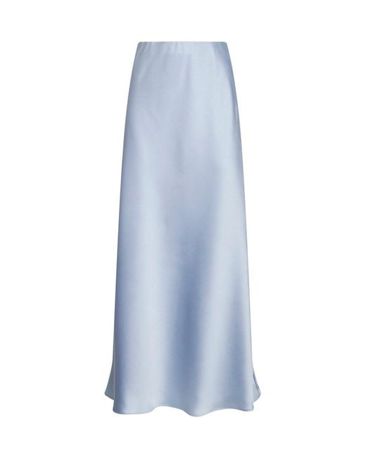 Blanca Vita Blue Powder Satin Gedila Long Bias Skirt