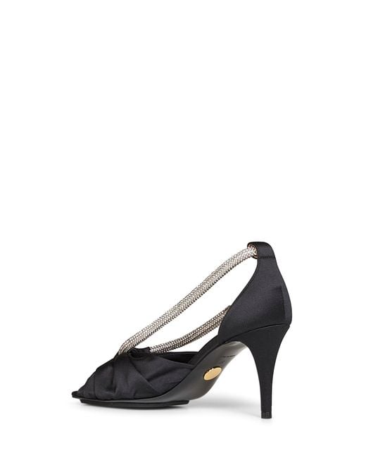 Stella McCartney Black Satin Knotted Sandals With Crystals