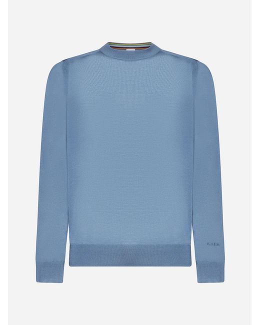 Paul Smith Blue Merino Wool Sweater for men