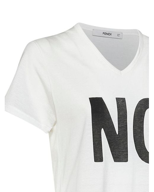 Fendi White Cotton Jersey T-Shirt With Noi Print
