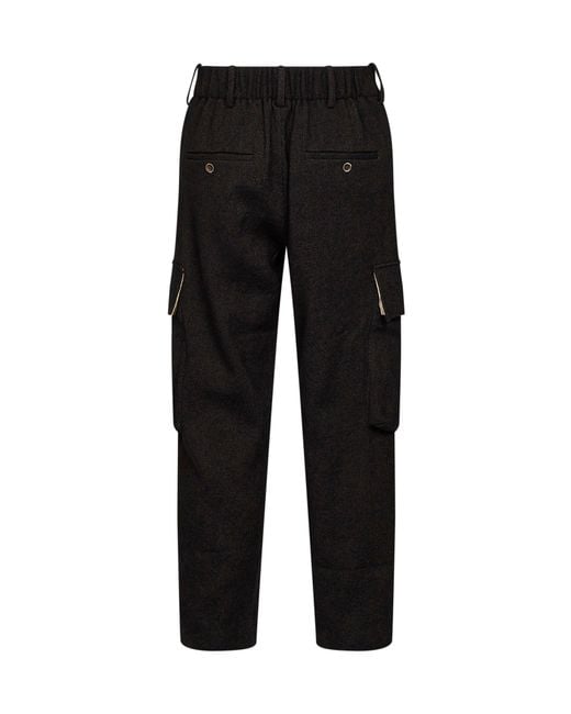 Uma Wang Black And Wool Blend Twill Paxton Cargo Trousers for men