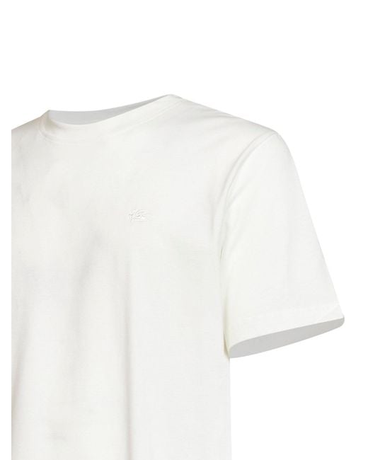 Etro White Cotton Logo-Embroidered T-Shirt for men