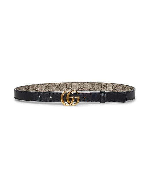 Cintura Sottile Reversibile Gg Marmont di Gucci in Multicolor