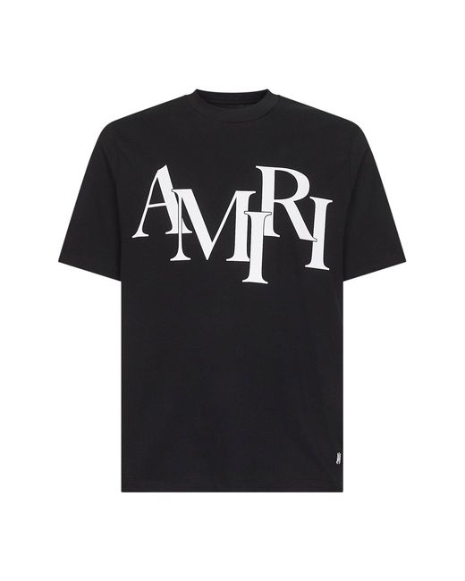 Amiri Black Staggered Logo T-Shirt for men