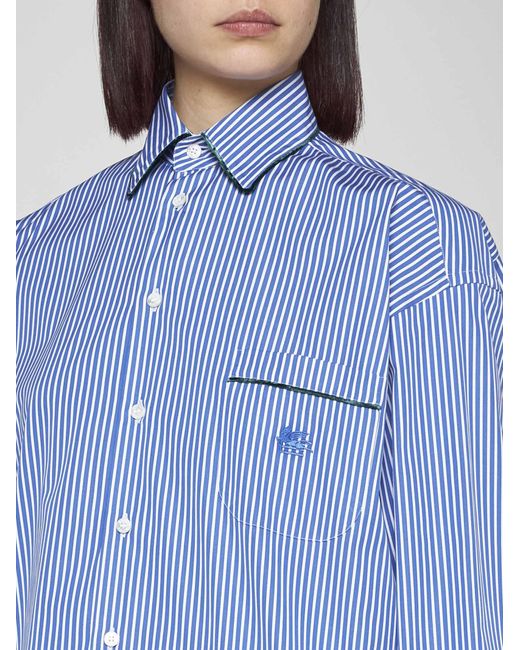 Etro Blue Striped Cottons Shirt