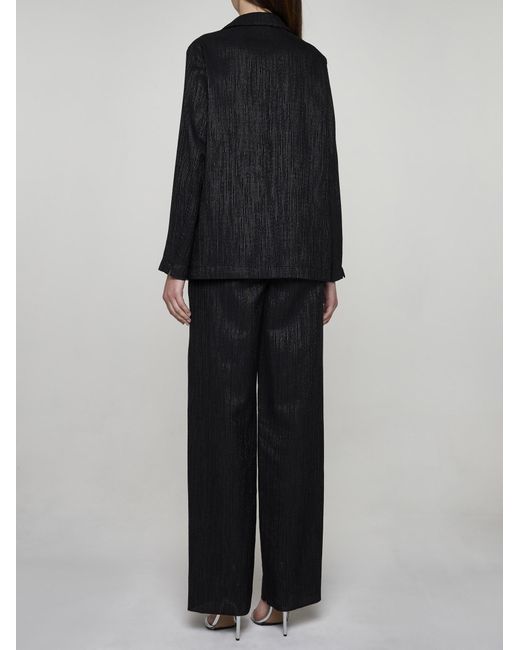 Lardini Black Lame' Wool Suit