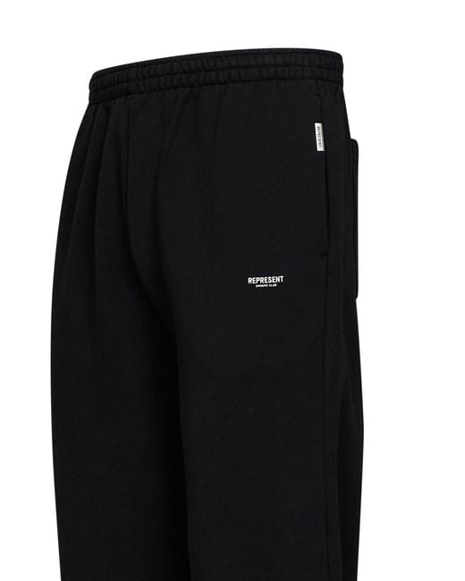Represent Black Cotton Micro Owners Club Sweatpants for men