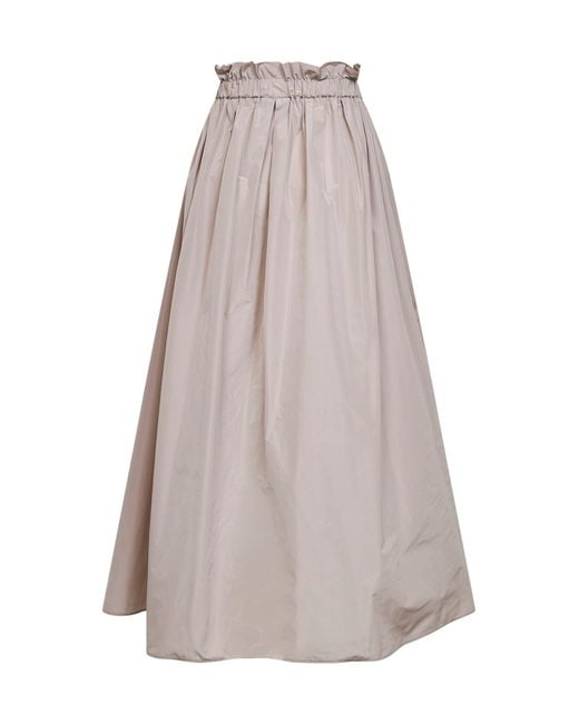 Herno Gray Pearl New Techno Taffeta Long Skirt