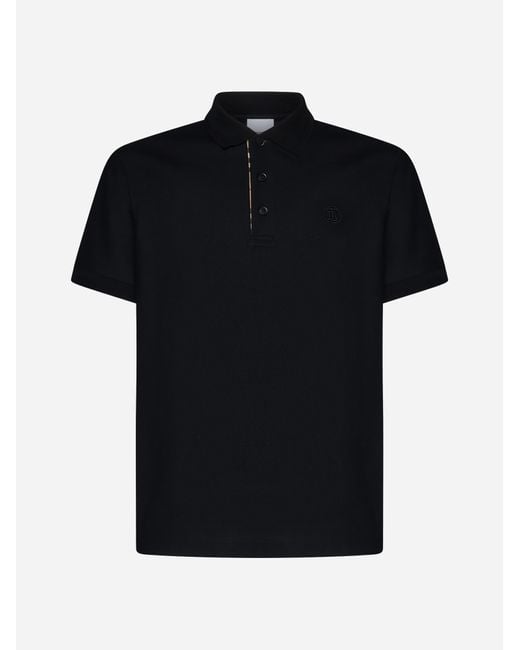Burberry Black Eddie Cotton Polo Shirt for men