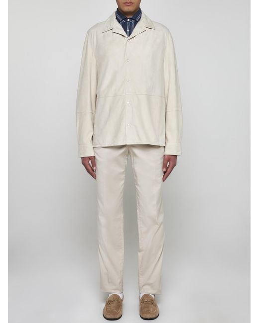 Brunello Cucinelli White Suede Shirt for men