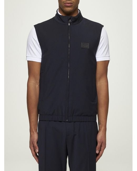 Dolce & Gabbana Blue Canvas Logo Plate Vest for men