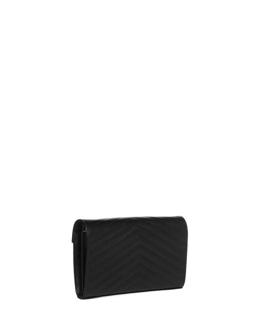 Saint Laurent White Ysl Logo Quilted Leather Wallet On Chain Bag
