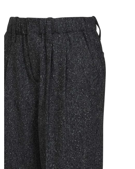 Brunello Cucinelli Black Donegal Wool Baggy Sartorial Trousers