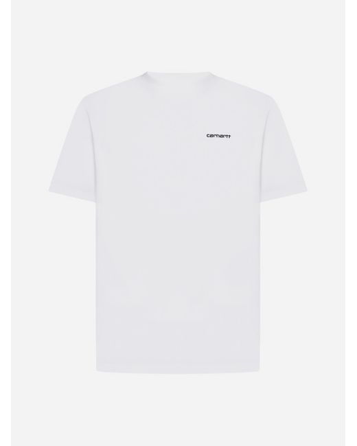 Carhartt White Logo Cotton T-shirt for men