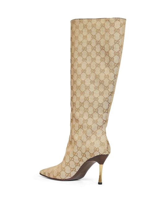 Gucci White Gg Canvas Bombshell Boots