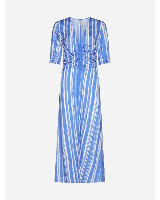 Baum und Pferdgarten Blue Amma Striped Silk Long Dress