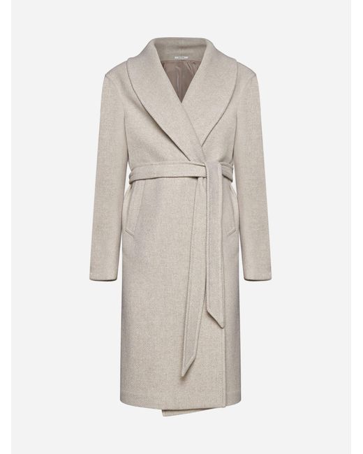 Beige wool wrap coat top