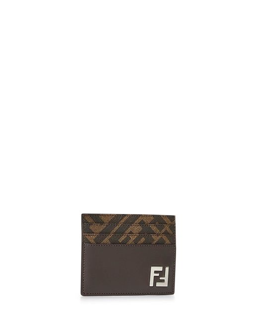 Fendi Brown Squared Ff Card Holder for men