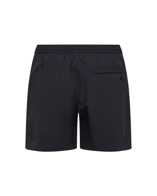 Burberry Blue Nylon Swim Shorts With Check Trims for men
