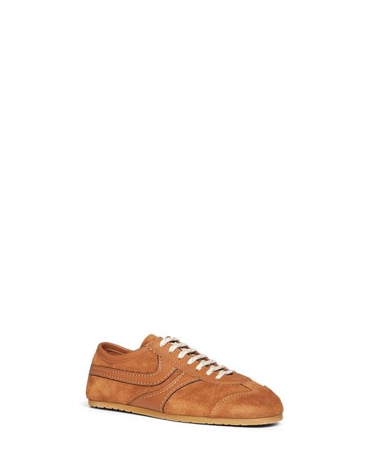 Dries Van Noten Brown Tan Suede Sneakers With Leather Details