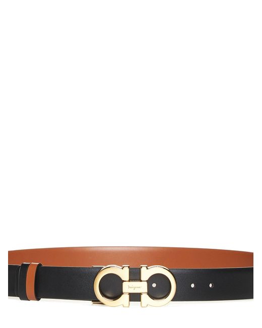 Ferragamo White Reversible Leather Gancini Belt