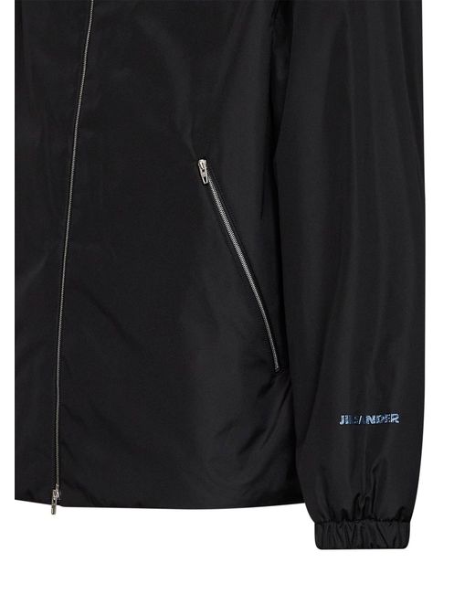 Jil Sander Black Taffeta Padded Jacket With Logo for men