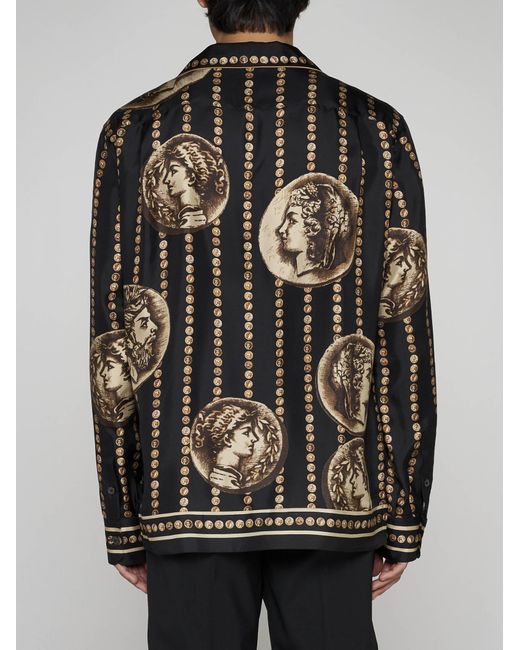 Dolce & Gabbana Black Silk Printed Shirt for men