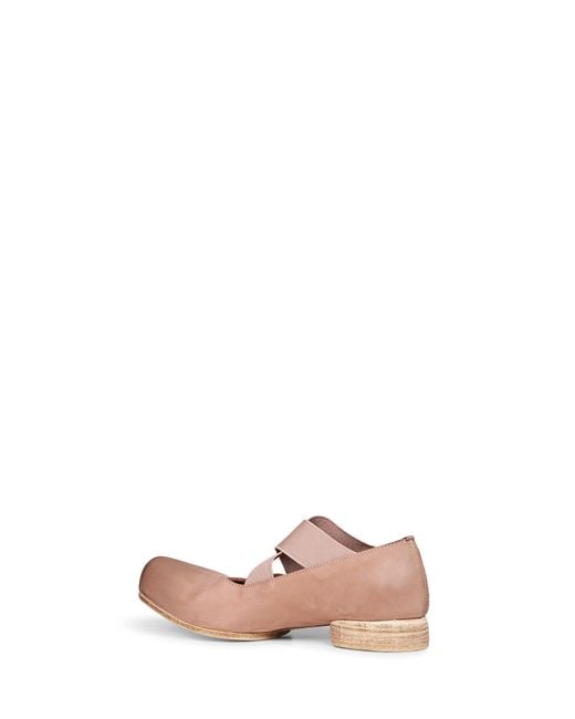 Uma Wang Pink Vintage-Effect Leather Ballet Flats