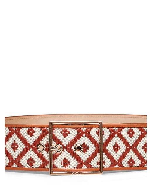 Max Mara Multicolor Wide Raffia-Effect Belt