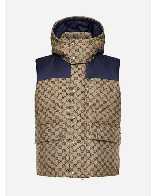 Gucci Blue Quilted GG Cotton-blend Down Vest for men