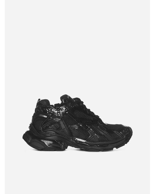 Balenciaga Synthetic Runner Faux Leather And Mesh Sneakers in Black Lyst